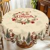 Vintage Christmas Tablecloth Rustic Santa Claus Snowman Table Cover Christmas Decorations for Home 2026 Gifts Navidad New Year