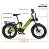 Electric Bicycle Cyrusher Kommoda Pro 20" Fat Tire 250W Motor Fully Suspended Adult Electric Bike 52V 20AH Dual Hydraulic Brake Max Load 150Kg