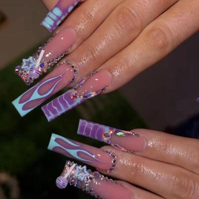 Lange lila tragbare Nägel Lutscher 24 Stück Sternennagelpflaster Europäisches und Amerikanisches Ins Nagelpflaster Nagelkunst