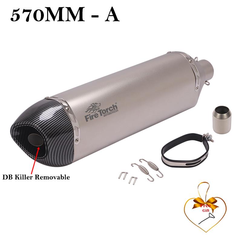 470MM 570MM Universal Motorcycle Exhaust Pipe DB Killer Muffler For Honda PCX125 150 Z900 R6 TMX530 CB500 R1 Tenere700 XTZ700