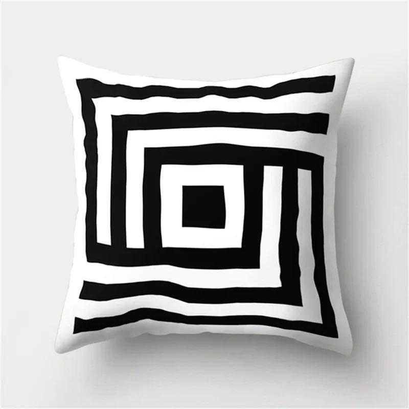 Black and White Geometric Simple High-end Space Pillowcase Patchwork Cushion Cover Striped Letter Pillowcase Home Decoration
