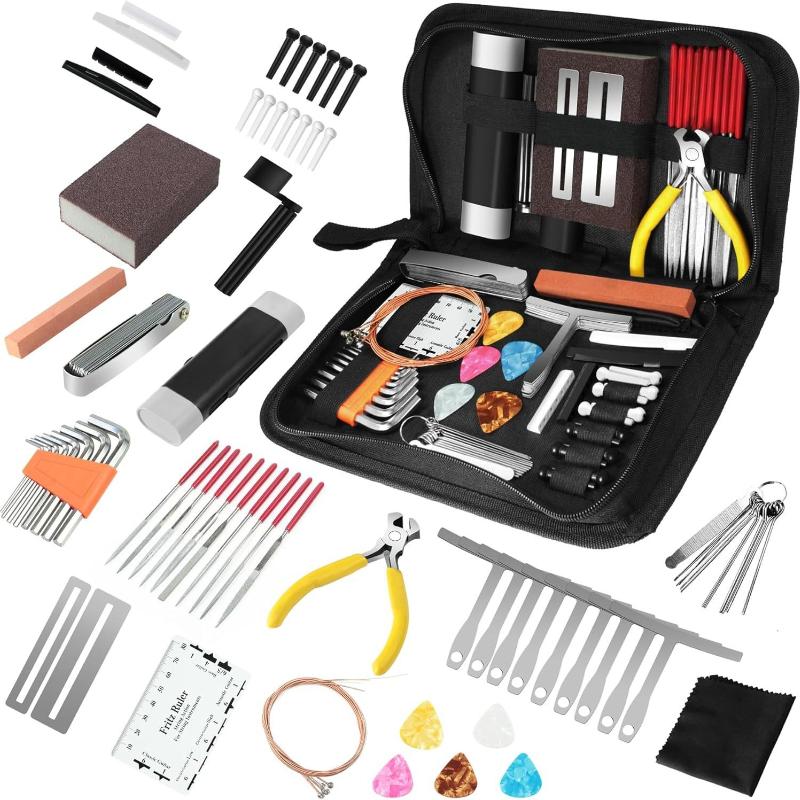 

Guitar Maintenance Tool Kit: 79Pcs String Instrument Repair Kit with Carry Bag, Professional Musician Guitar Care Cleaning Kit, Accessories Gifts für 79pcs