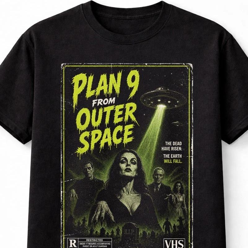 Plan 9 From Outer Space Sci Fi Horror VHS Unisex TShirt S
