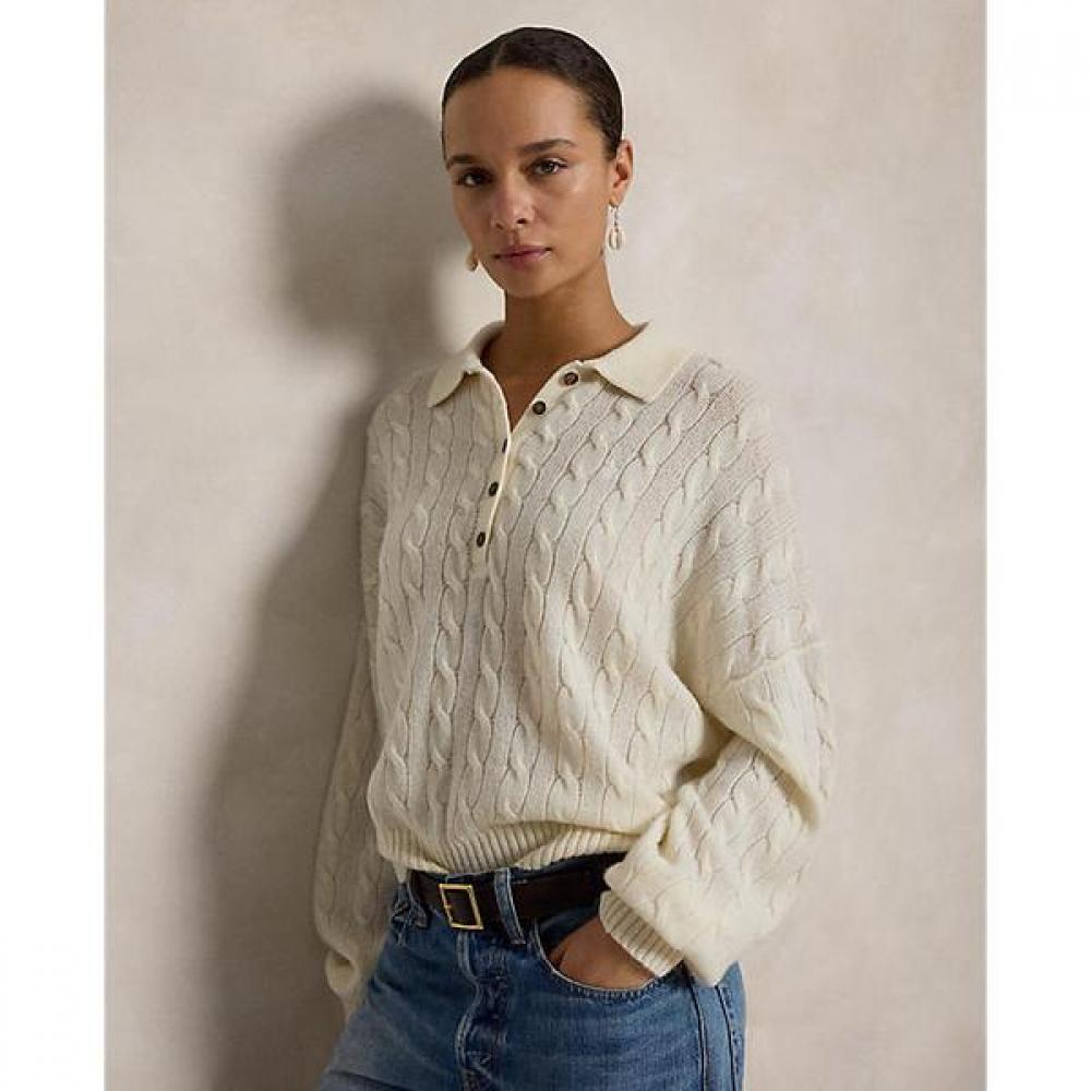 Polo Ralph Lauren Women Cable Wool Cashmere Polo Collar Sweater Wmposwenc0216581