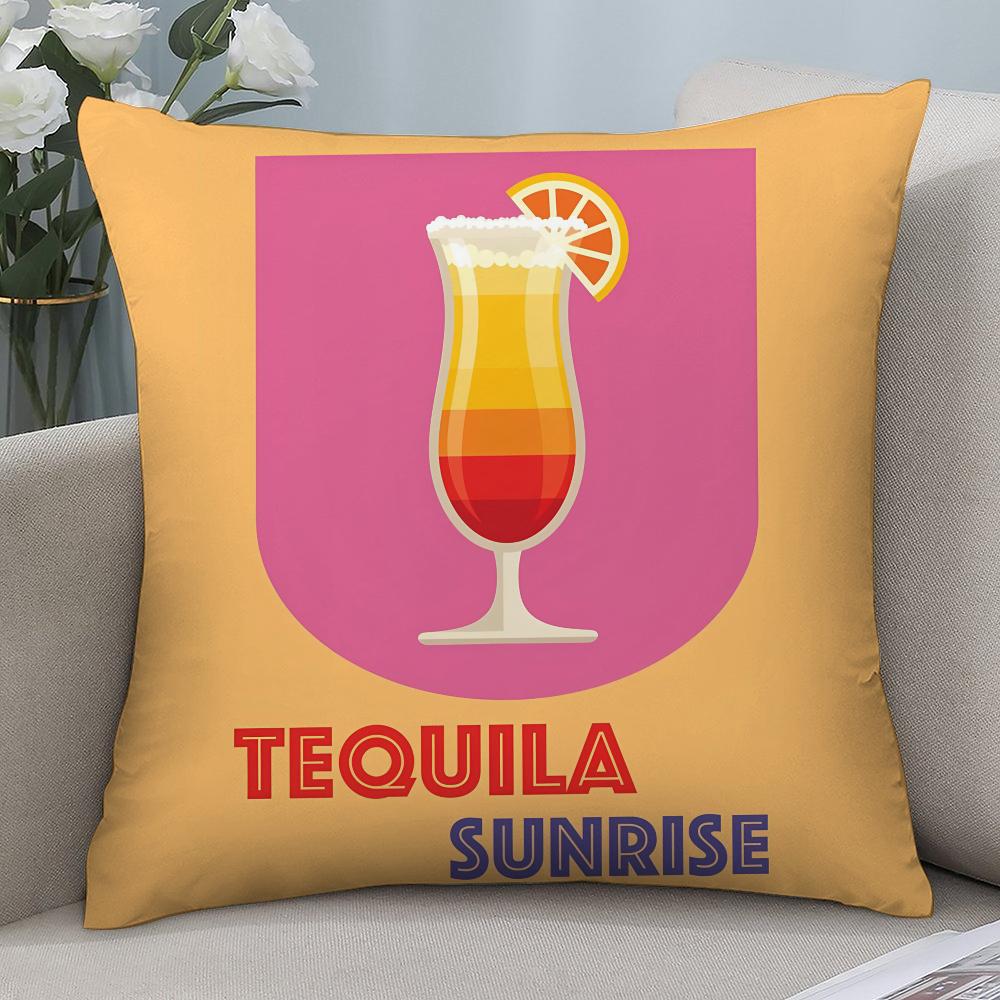 Tequila Sunrise Cocktail Pillow Case Short Plush Pillow Covers Sofa Decorative Gift Home Double-sided Printing Cushion Cover