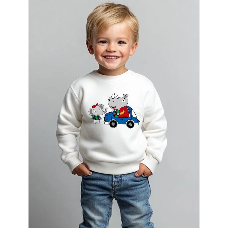 Sweatshirt Enfant Printemps/Automne Sweatshirt à Col Rond Imprimé Dessin Animé Vêtement de Sport