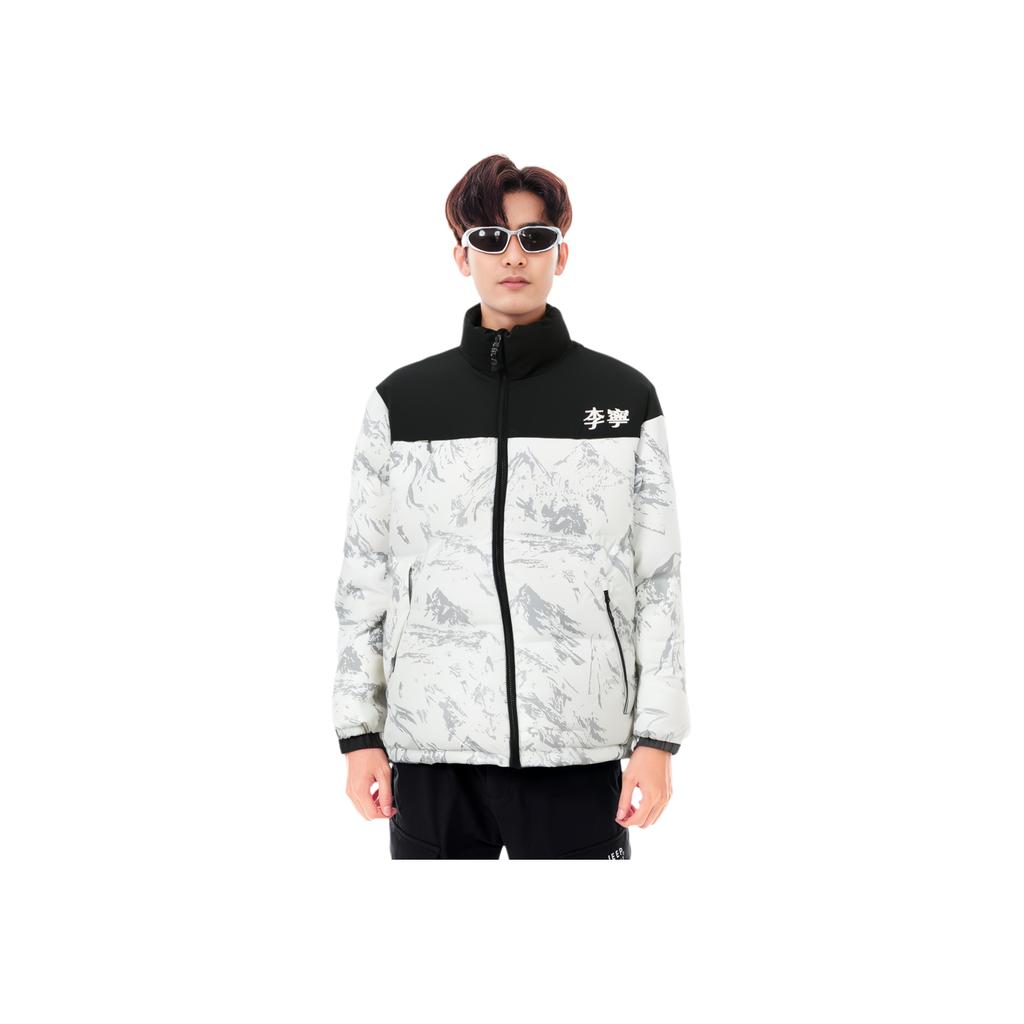 Li Ning Casual Sport Letter Logo Stehkragen Daunenjacke Unisex Oberbekleidung Schwarz Weiß YYMU141-5