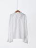 Premium Purple Label: 2026 Spring Silk-Cotton Blend French Style Ruffle V-Neck Bell Sleeve Shirt