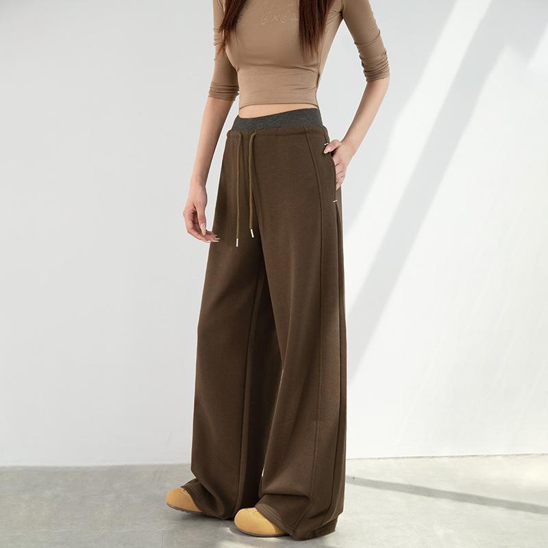 Women's High Waist Wide Leg Pants Loose Fit Sweatpants Drape Commuter Style Banana Trousers Spring Casual Bottoms