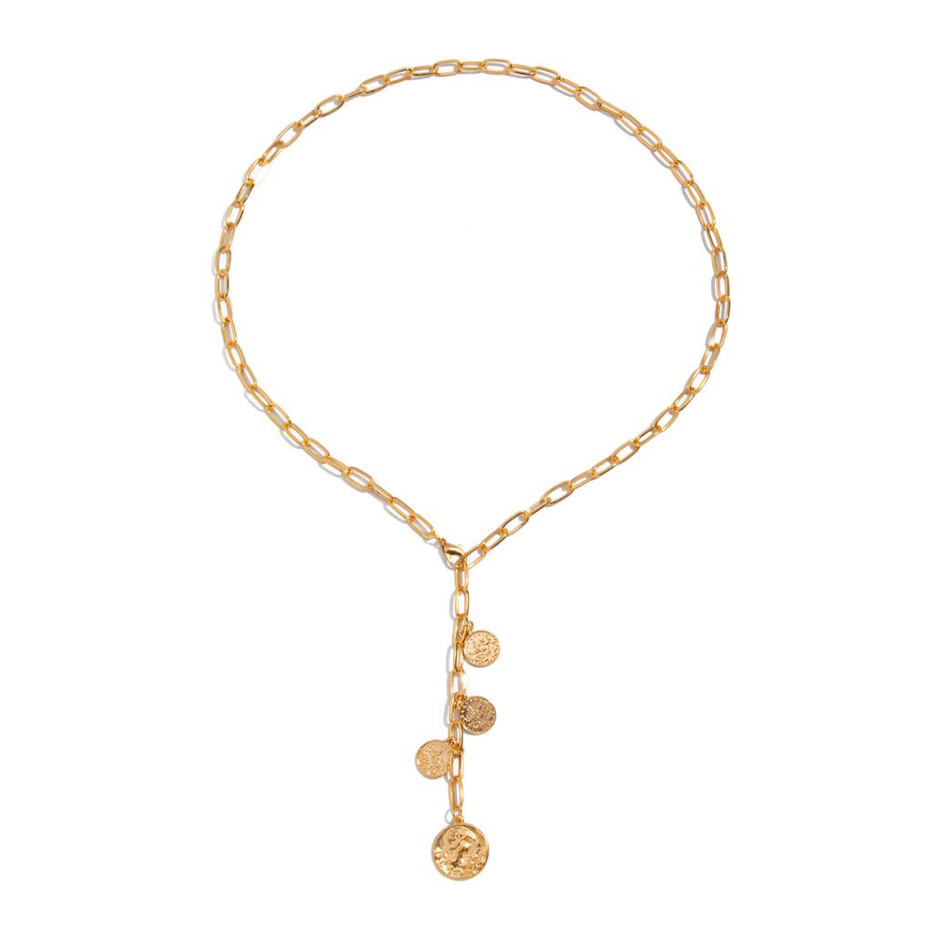 Fashion Style Metal Portrait Tag Long Necklace Female, Simple Cross Chain Collarbone Necklace