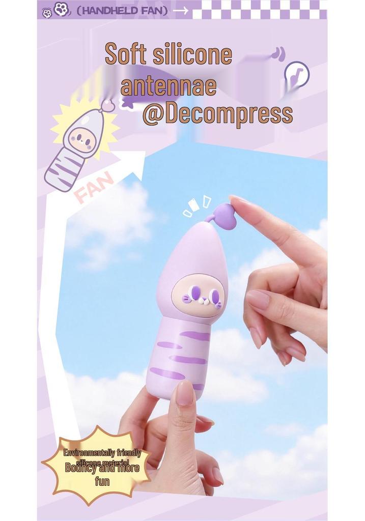 New USB Rechargeable Silent Handheld Cartoon Mini Fan for Kids and Students