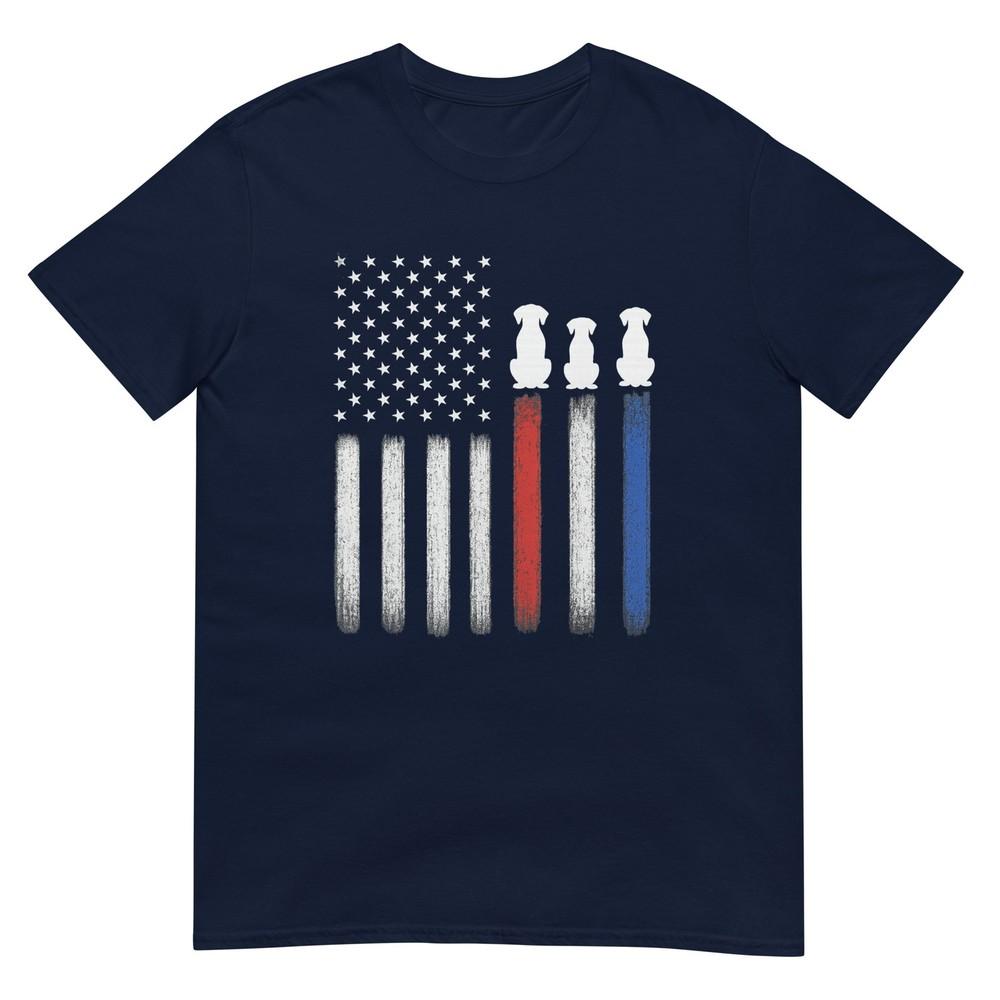 American Flag With Dog Silhouettes Pet Lover Usa Tshirt S