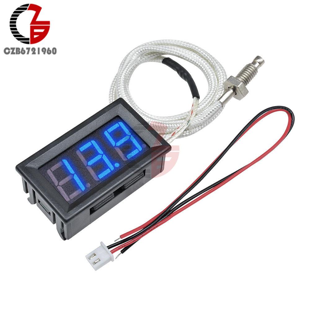 -30~800 Degree LED Digital Thermometer DC 12V Temperature Meter M6 K-Type Thermocouple Pyrometer Thermal Detector Tester Monitor