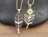 Nidin 6 Styles Irregular Patterns Elegant Feather Pendant Gold Plated Chain Necklaces For Women Accessories Bohemia Jewelry Gift