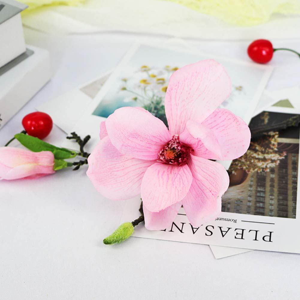 6PCS Artificial Magnoliaceae White Color Multifunctional Faux Stem Flower for Party Living Room Office Restaurant