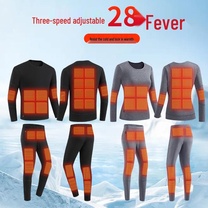 Smart 28-Zone Heated Underwear Set for Men & Women - Winter Warmth & Constant Temperature Control