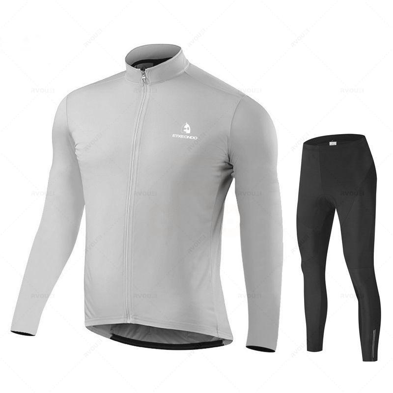 Autumn Cycling Suit Set  Pro Team Cycling Jersey 19D Bib Set MTB Uniform Bicycle Clothing Quick Dry Bike Clothes Mens Long Sleeves Wear