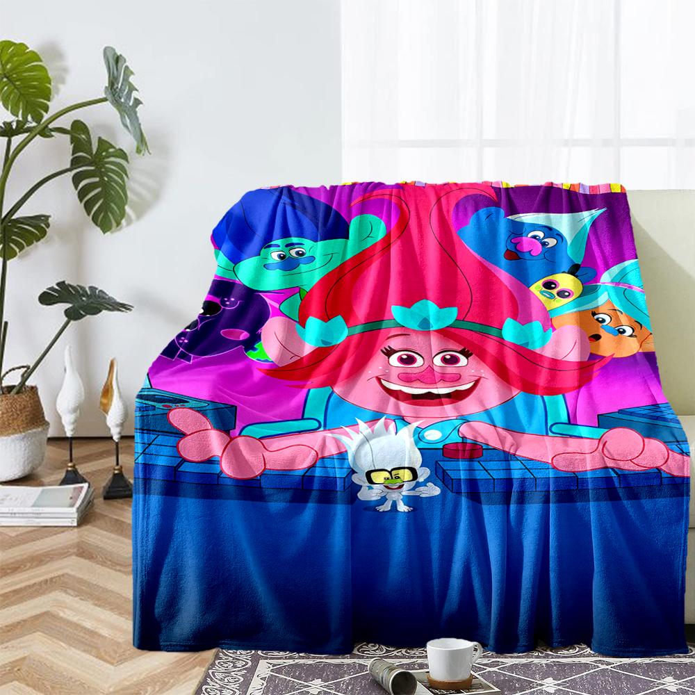 Trolls Theme Printed Blanket - Perfect for Couch, Bed, Travel & Outdoor Use | Machine Washable, Cozy & Durable.