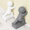 Cute White Humanoid Door Stopper With Non Slip Base Durable Material Perfect For Home Office Bedroom Decor