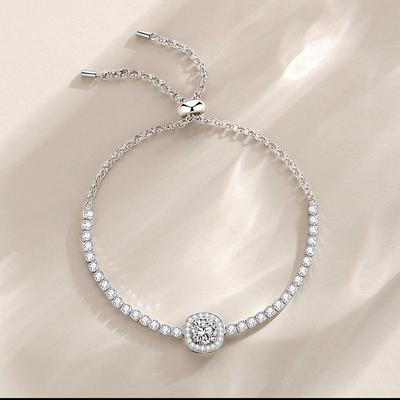 S925 Sterlingsilber Moissanit Armband Damen Zigeuner Quadratische Tasche Ein Karat Moissanit Zugarmband