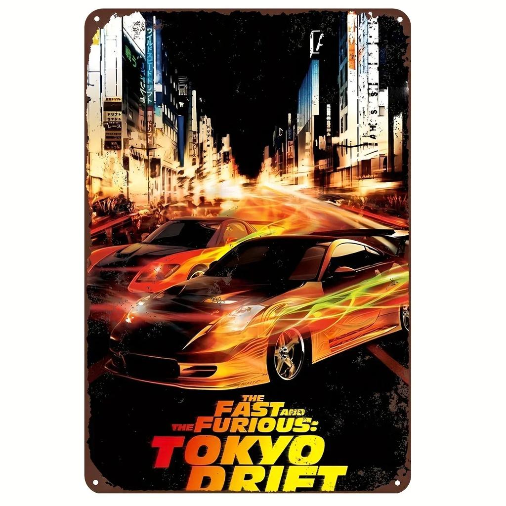 Nástěnné cedule Rychle a zběsile Vintage Regálový vůz Kovový plechový znak Plakátová deska Dekorace Bar Garáž Domácí dekorace Klasický plechový S