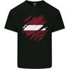 Übergroßes T-Shirt Zerrissen Lettland Flagge Lettischer Tag Fußball Kinder Baumwoll-T-Shirt Unisex Oberteile T-Shirts