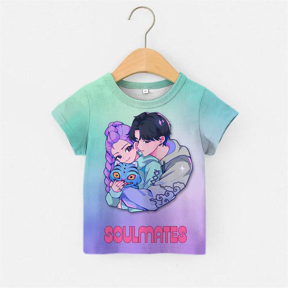 Huntrix Kpop Lovci démonů 3D potisk Dětské tričko Chlapci Dívky Dárek pro fanoušky Letní móda Dětský top