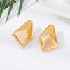 One Pair Daily All Match Fashion Shiny Geometric Gold Tone High Grade Stud Earrings For Women Vacation Party Wear Jewelry