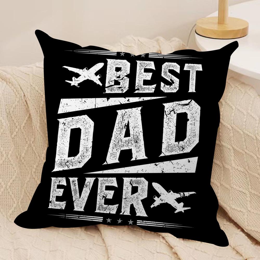 Best Dad Ever Gift Cushion Cover Short Plush Double-Sided Print Square Throw Pillow Covers Sofa Home Cushion Decor