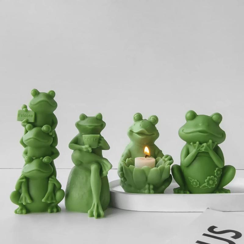 Frosch-Serie, süße Kaffee-Willkommens-Frosch-Kerzenform, Aroma-Gips-Ornament-Formen, handgefertigte Silikon-Kerzenherstellungszubehör