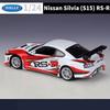 Welly 1/24 Nissan Silvia S15 RSR Alloy Sports Car Model Diecasts Metal Track Racing Car Vehicles Model Simulation Kids Toys Gift