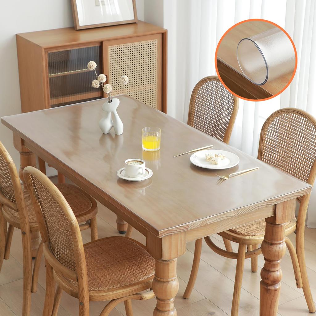 Transparent Tablecloth Embossed 80x150cm 2mm Thick PVC Table Mat Odorless Rectangular PVC Desk Mat Rectangular Table Cover Customizable Stain-proof,