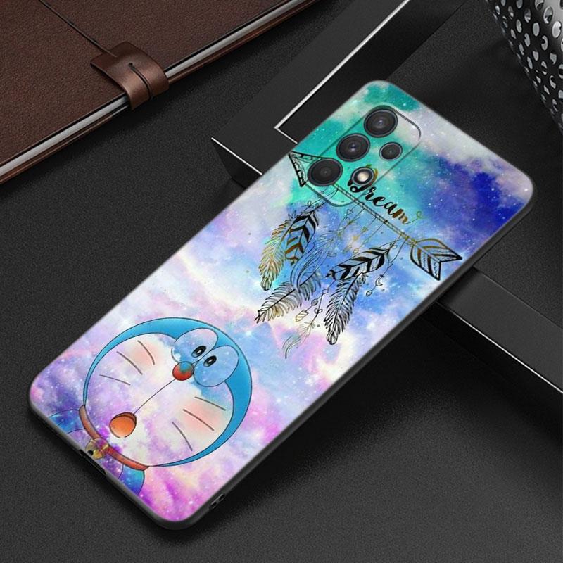 Cute Doraemon Moon Phone Case For Samsung Galaxy A12 A22 A31 A32 A50 A51 A70 A71 A72 A11 A21S A02S A10S A20S A30S A52 S 5G Cover