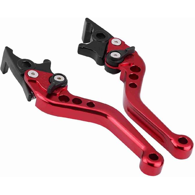 Acouto Dual Brake Lever 1 Pair CNC Aluminum Double Disc Brake Levers for Motorcycle Scooter Modification Below Red