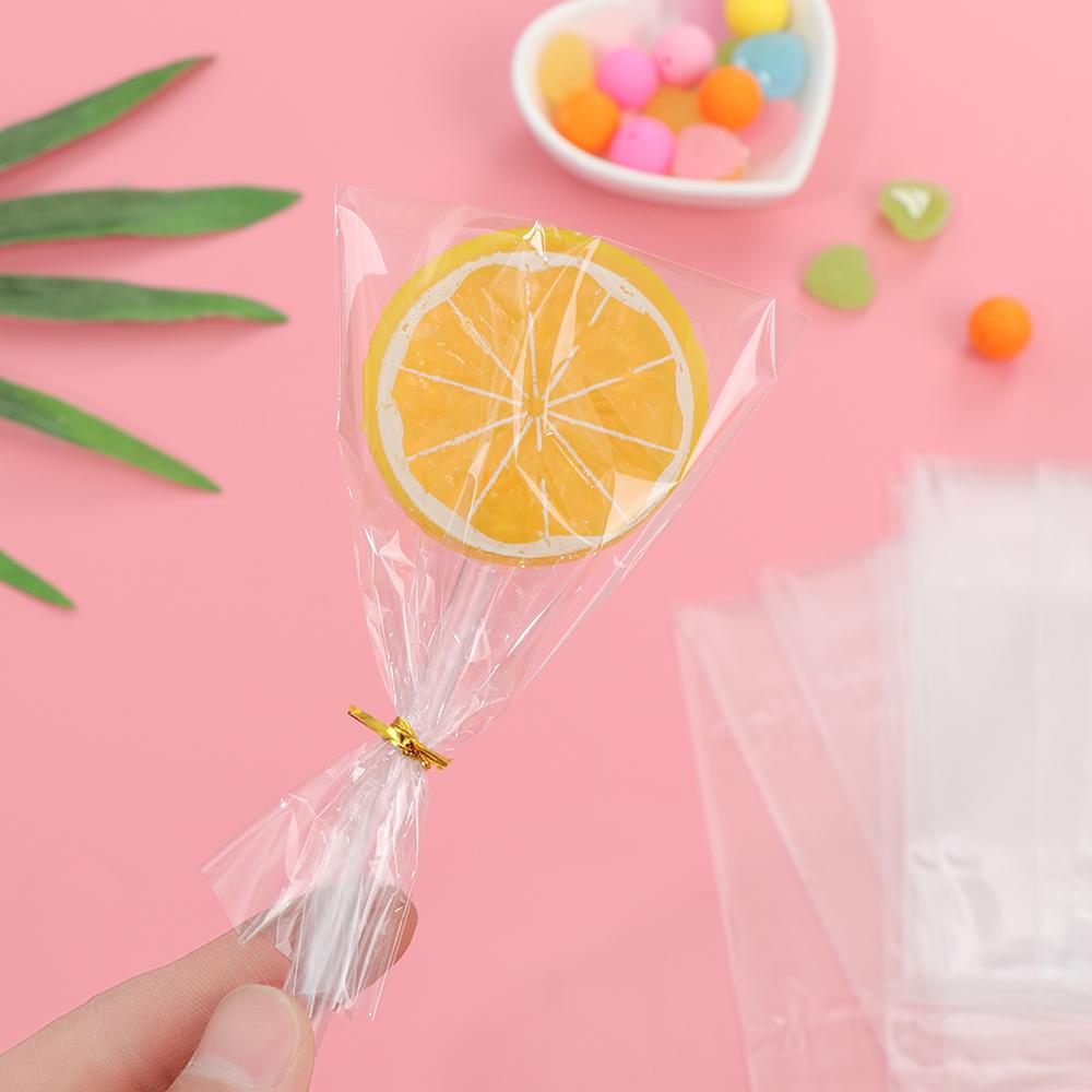 100PCS/Pack Gift Transparent Cellophane Cookie Packaging Sweets Pocket Candy Bag Lollipop Pouch