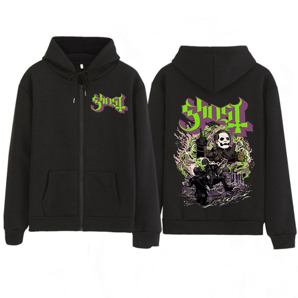 Ghost Skeletour World Tour Album Harajuku Zipper Hoodies Unisex Gothic Oversized Zip Up Sweatshirts Harajuku Hip-hop Coat