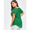 Lace V Neck Loose Women Blouse Large Size Lace-up Short Sleeve Shirts Ladies Solid Color Loose Sweet Office Elegant Fashion Simple Clothing