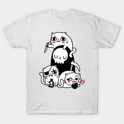 T-Shirt Damen Death Is A Cat Person Harajuku Print Kawaii T-Shirt Sommer Kurzarm Damen T-Shirt Top Tee