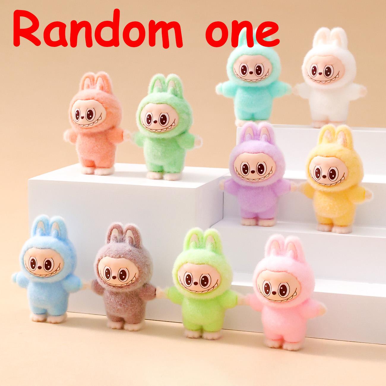 

1/9 шт. 4 см Мультяшная серия Labubu Мини флокированная Изысканная Милая кукла Подарок Сделай сам Подвеска Аксессуары Украшение Кавайные Игрушки Подарки