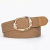 Women's Elastic Woven Straw Belt with Egg Shape Alloy Buckle - Retro Casual Design