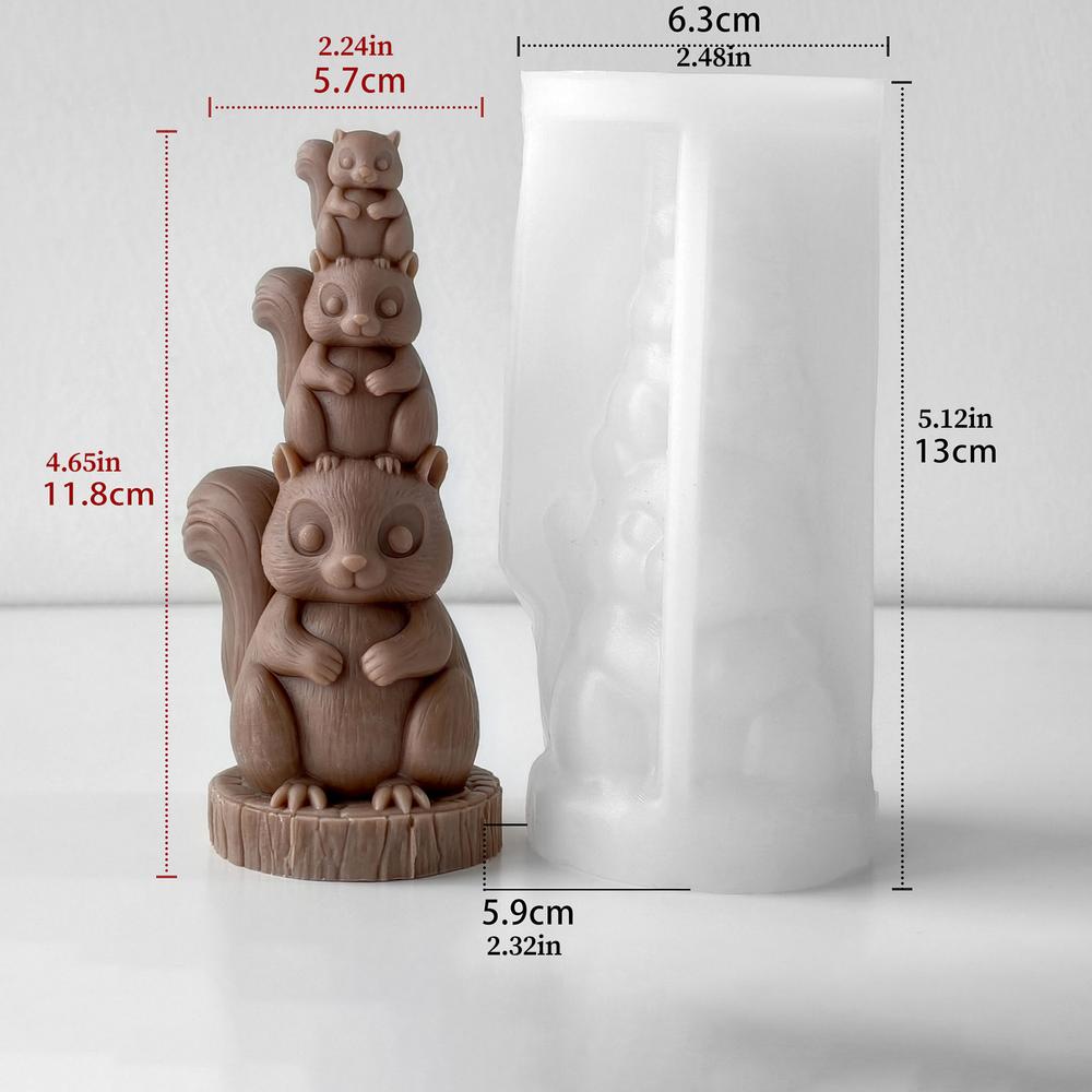 Stacked Animal Silicone Candle Mold 3D Cute Squirrels Owls Seals Resin Casting Molds DIY Handicrafts For Holiday Birthday Party