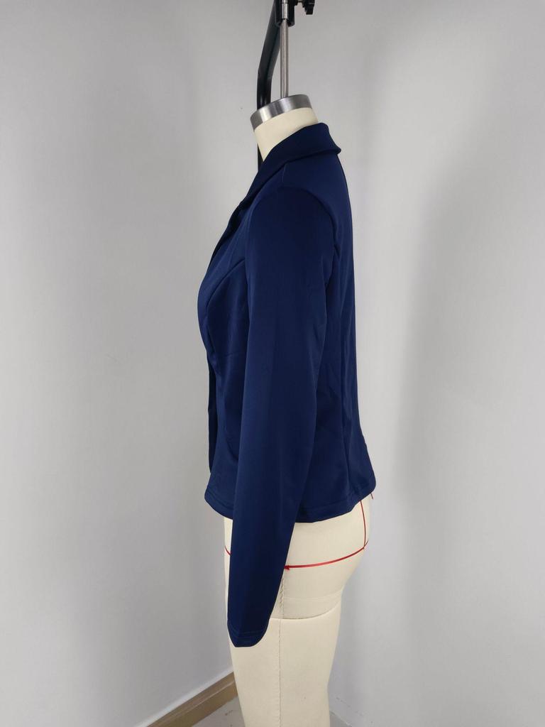 2026 Autumn Women's Slim Fit Long Sleeve Solid Color Blazer Jacket