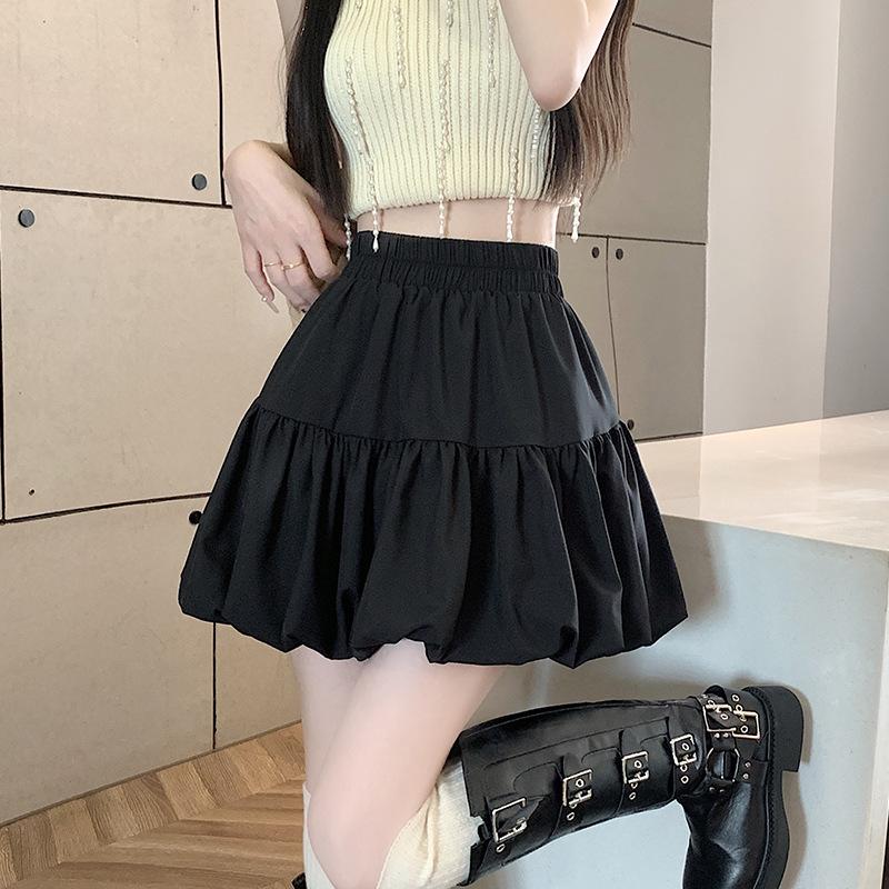 White Floral Bubble Puff Midi Skirt - Women's Summer Short 2025 Edition