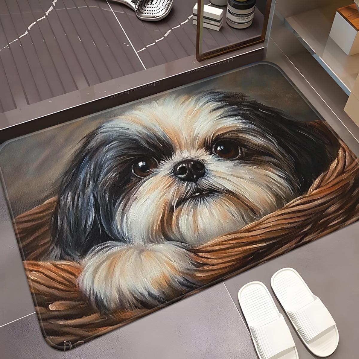 

Shih Tzu like non-slip bathroom mat, microfiber suction machine washing polyester mat 40x60cm/15.7*23.62inch