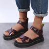 2024 sommer Casual Schuhe Frau Plattform Sandalen Weiche Leder Frauen Offene spitze Dicken Boden Keile Sandale Gladiator Frauen Schuhe