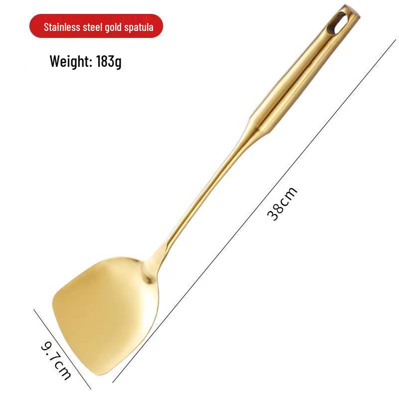 Vergoldetes 304 Edelstahl Küchenutensilien-Set: Löffel, Pfannenwender, Schöpfkelle, Schaumlöffel, Wok-Pfannenwender, Reislöffel, Geschlitzter Löffel, Nudellöffel