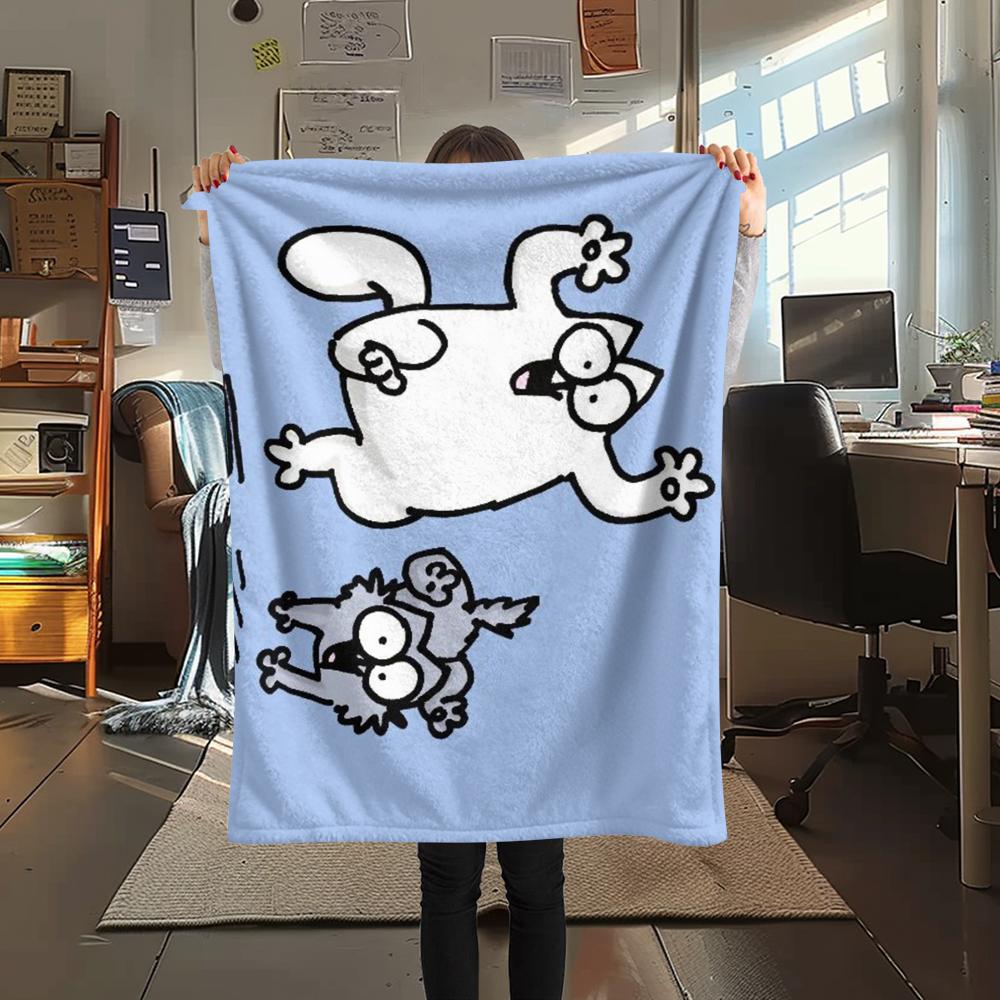 1 Pezzo Coperta in Flanella con Stampa Simon's Cat, Alta qualità Confortevole per Tutte le Stagioni, Decorazione per la Casa, Calore e Comfort, Perfetta per Regali di Natale