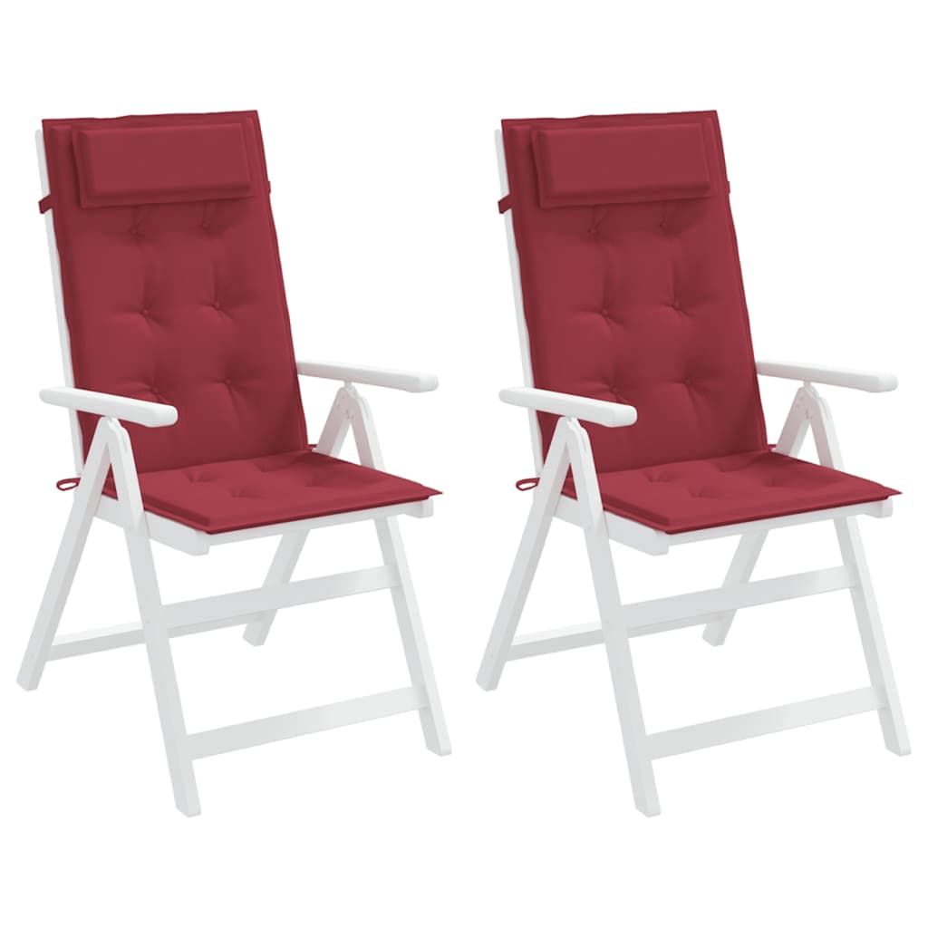 High-Backed Chair Cushions, 2 Pcs., Wine Red
