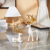2Pcs/Set Christmas Reindeer Sculpture Geometric Resin Sitting Standing Elk Deer Figurine Christmas Ornament Home Living Room Dec