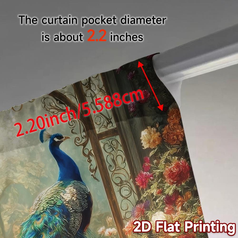 Set Of 2 Contemporary Flat Printing Curtains Without Rod Peacock Garden Popular Versatile Durable Polyester Curtain
